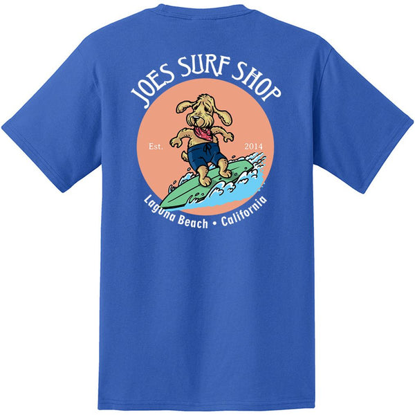 Joe's Surf Shop Teddy The Surfing Dog Heavyweight Pocket Tee