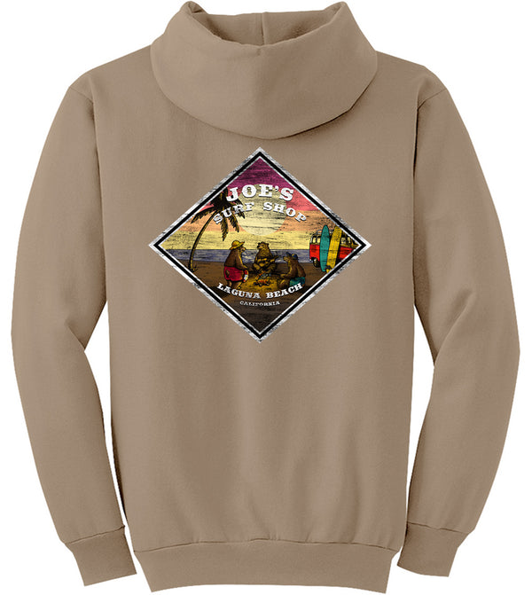 Joe's Surf Shop Three Bears on the Beach Pullover Surf Hoodie