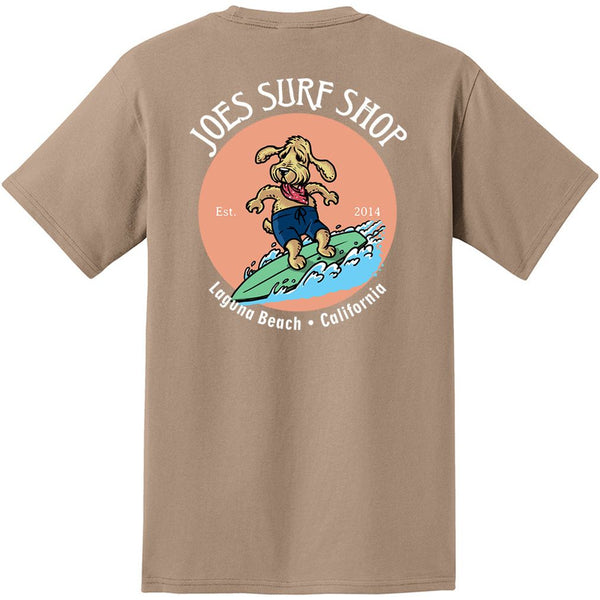 Joe's Surf Shop Teddy The Surfing Dog Heavyweight Pocket Tee