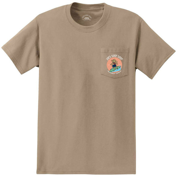 Joe's Surf Shop Teddy The Surfing Dog Heavyweight Pocket Tee