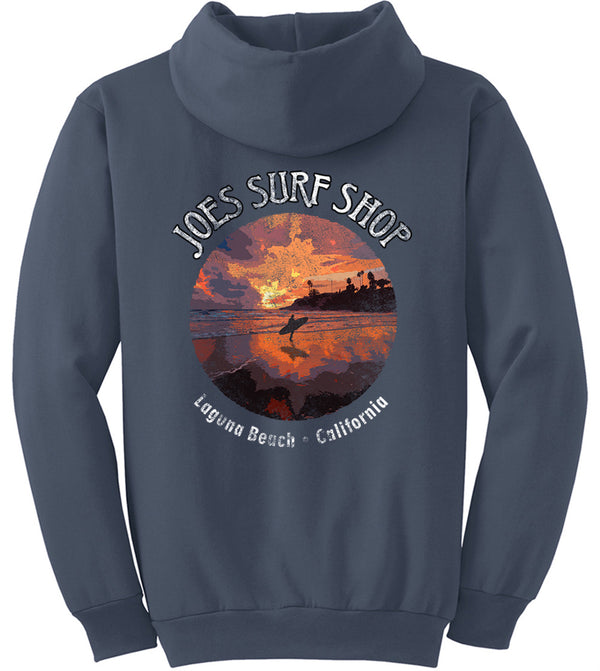 Joe's Surf Shop Laguna Beach Sunset Surfer Pullover Surf Hoodie