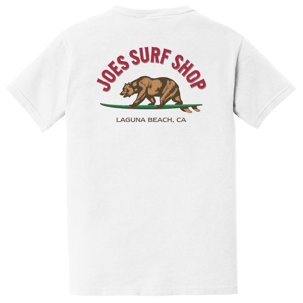 Joe's Surf Shop Surfing Bear Garment-Dyed Pocket Tee